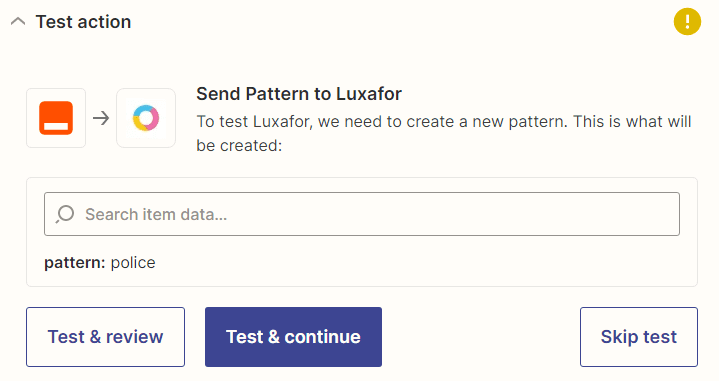 Zapier - send test pattern to Luxafor