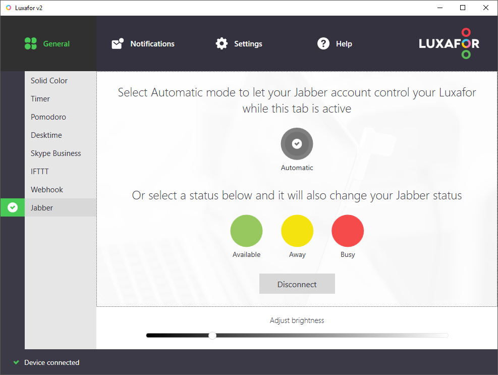 Luxafor integration with Jabber Presence step 3
